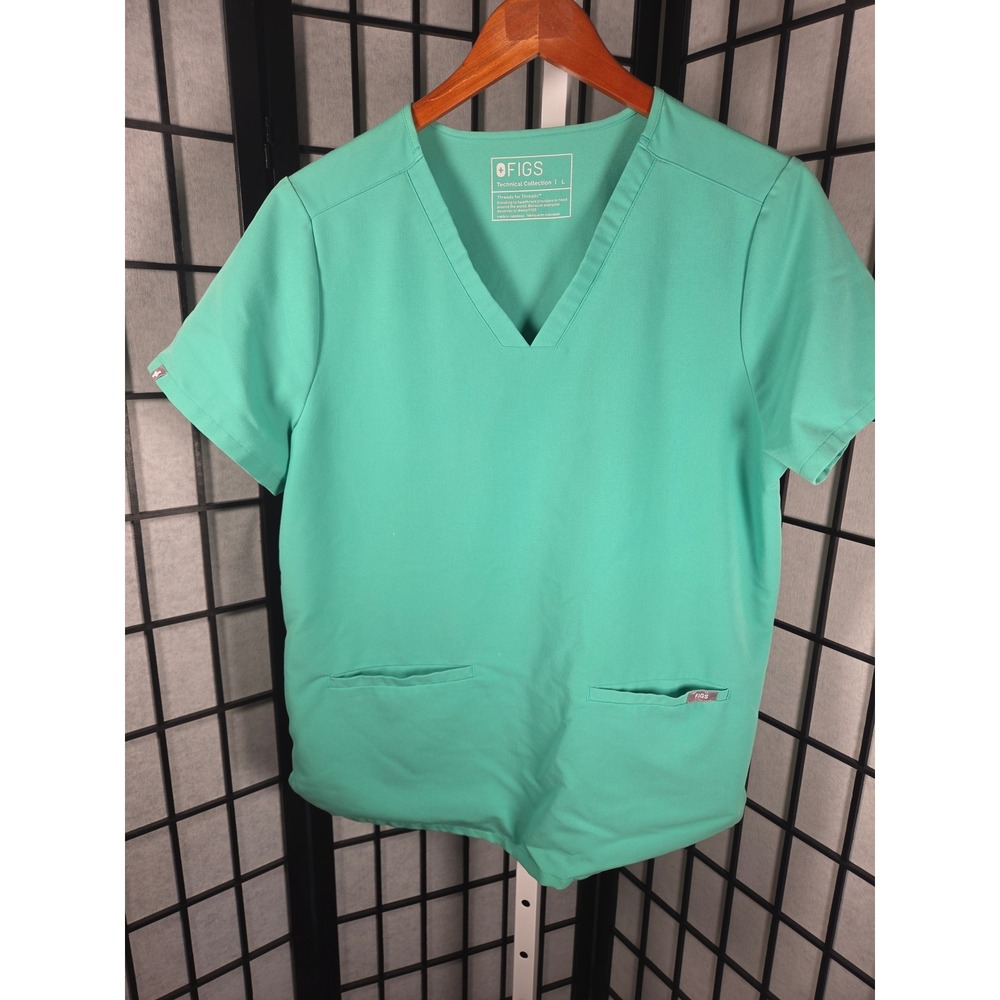 Figs Casma Scrub Top Mint Green V-Neck Technical Collection Large